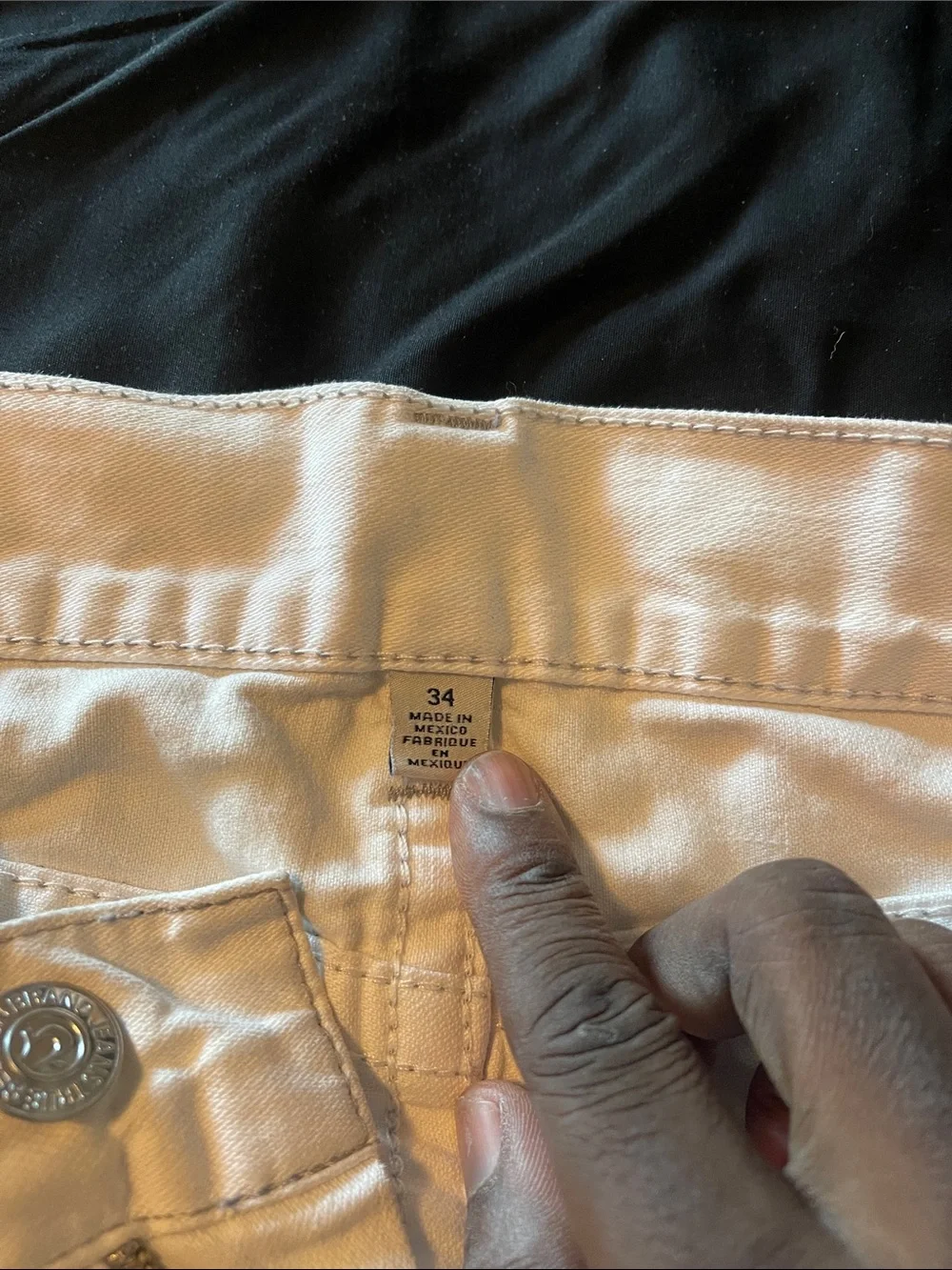 True Religion Men's Cream Denim Jean Shorts with Frayed Hem